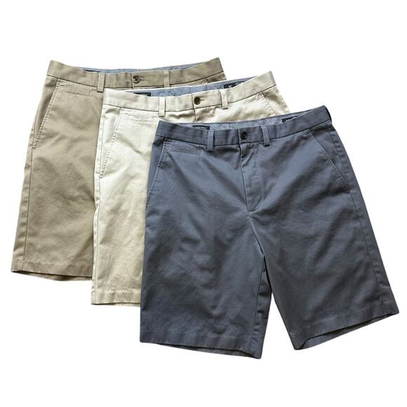 Nordstrom Classics Wrinkle Resistant Men's Casual Shorts Set of 3 Brown Tan Gray - Picture 1 of 10